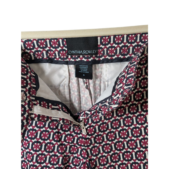 Cynthia Rowley Women's Size 6 Blue & Pink Geometric Print Ankle Chino Pants - Picture 8 of 9
